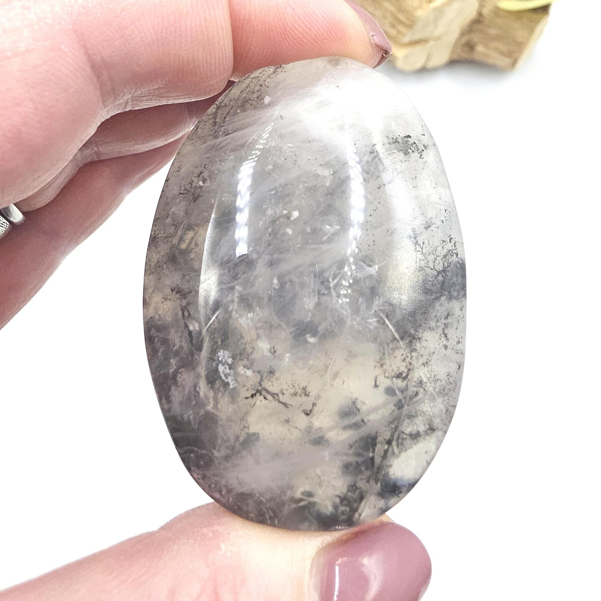 Rare Dendritic Quartz Palm Stone – Clarity, Growth and Root & Crown Chakra Crystal, 75g