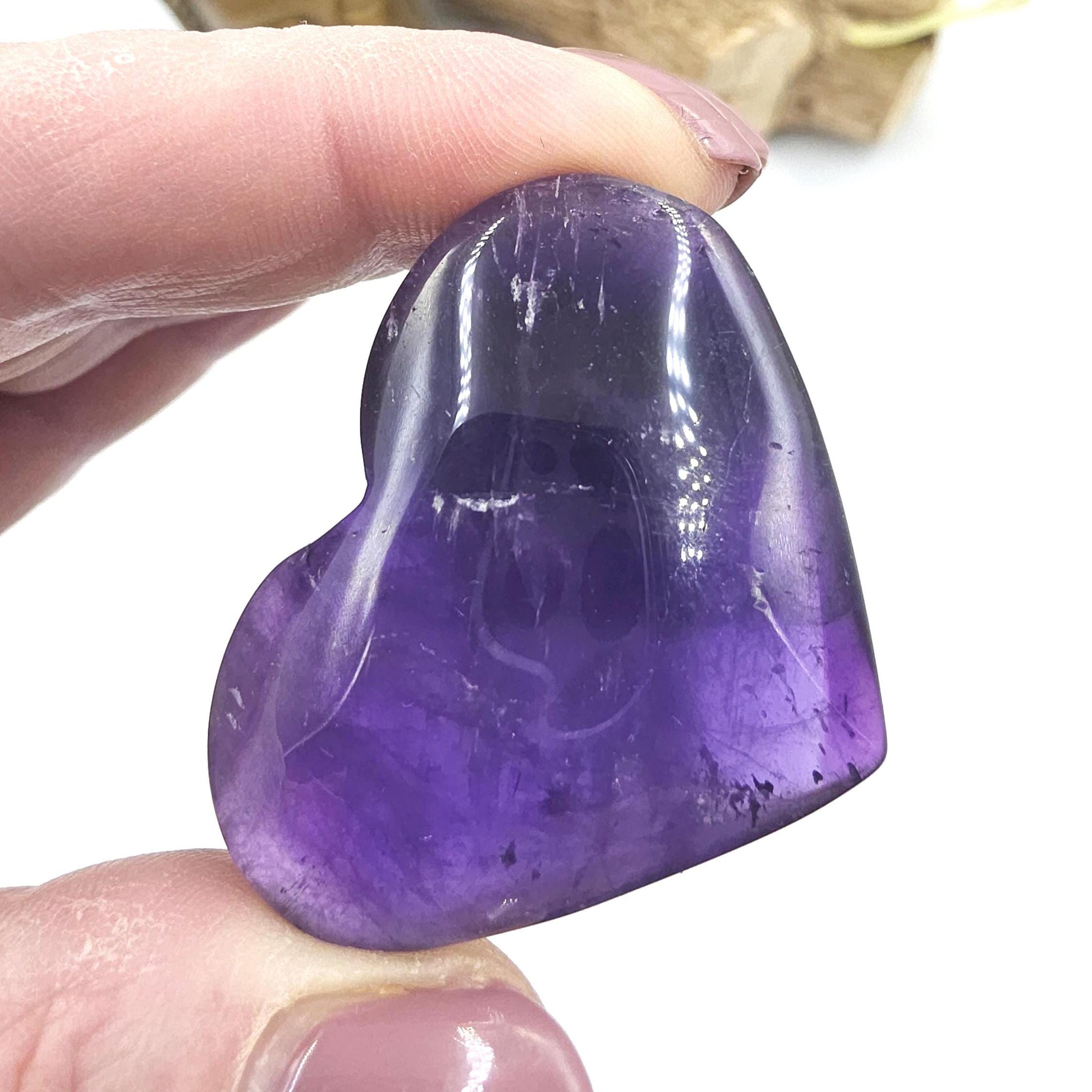 Amethyst Crystal Heart – Peace, Protection & Spiritual Healing Gemstone Carving, 35g