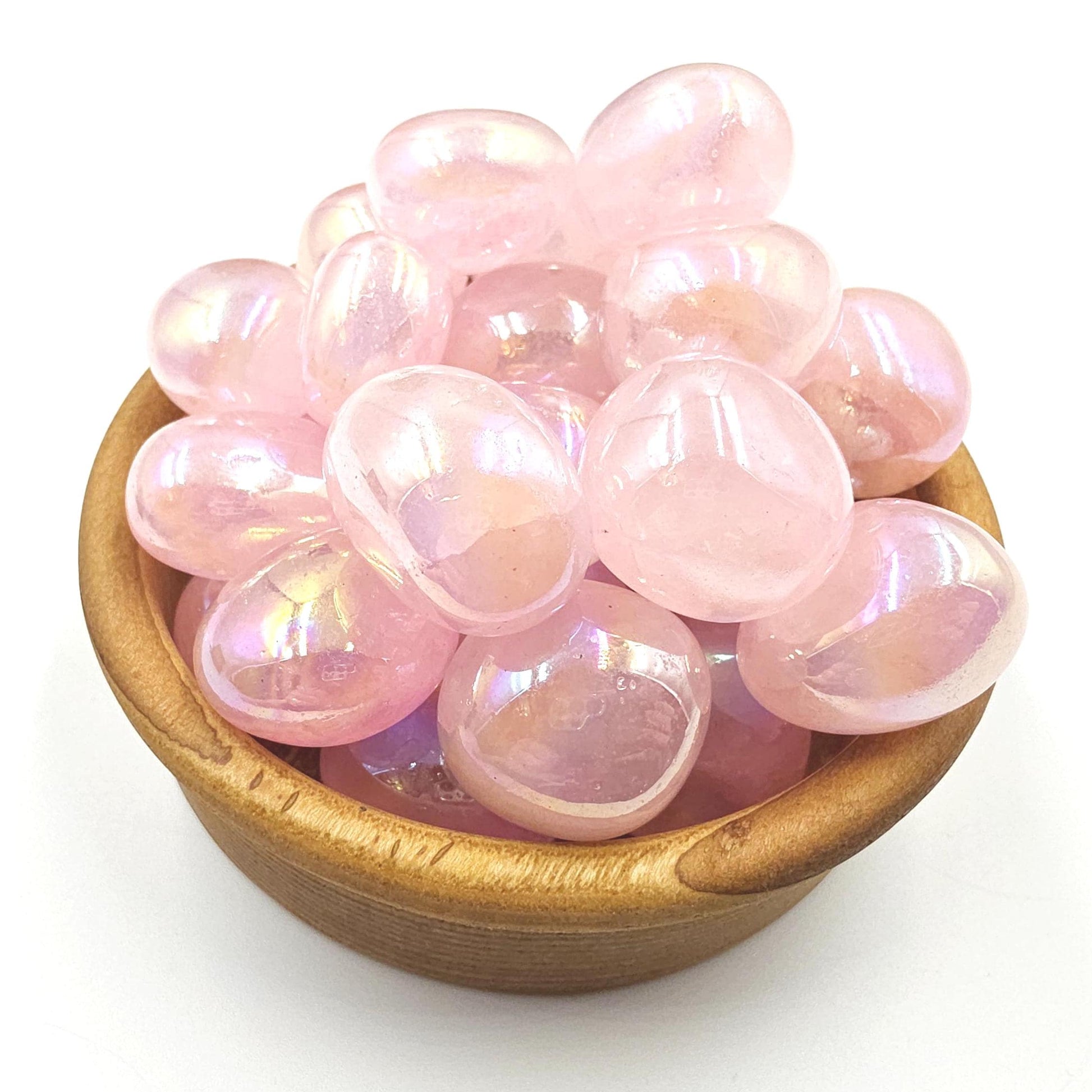 Aura Coated Rose Quartz Tumble Stones – Love, Positivity & Heart Chakra Crystal, 2cm