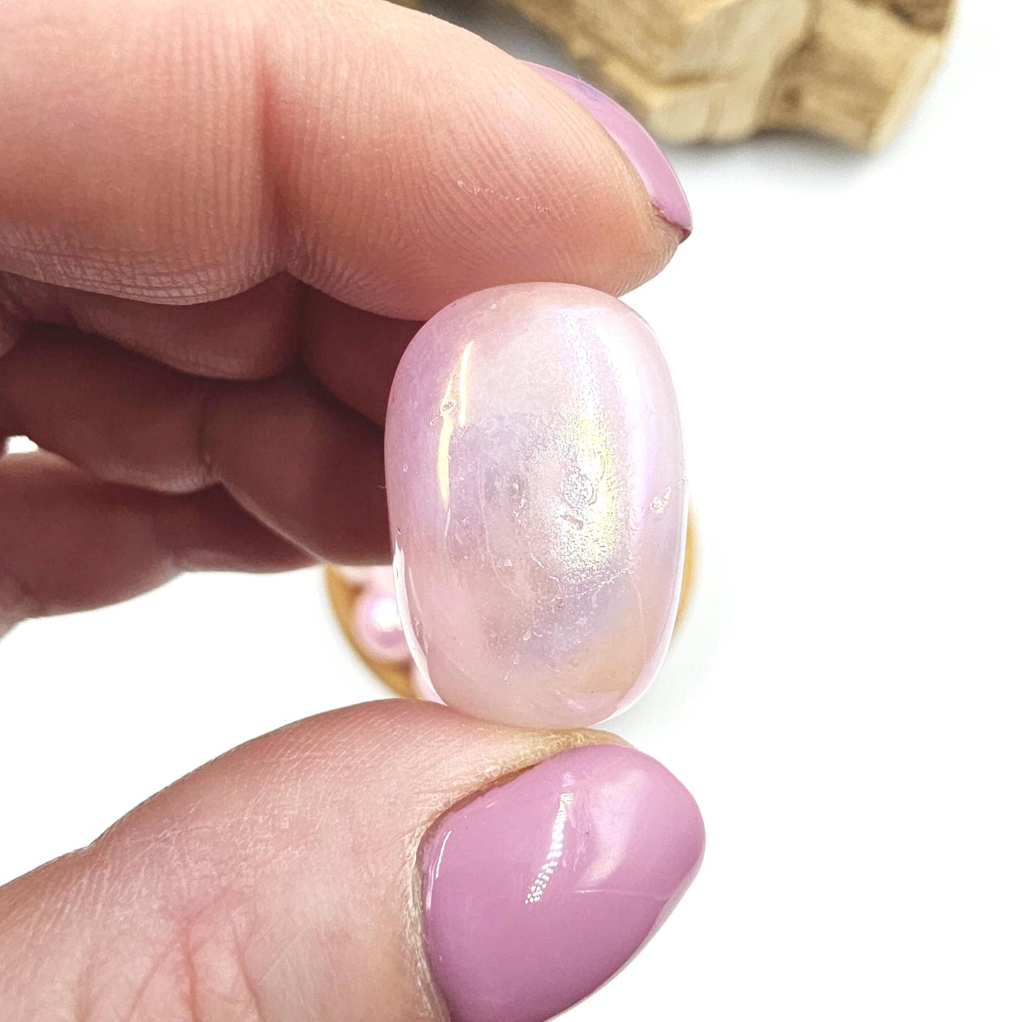 Aura Coated Rose Quartz Tumble Stones – Love, Positivity & Heart Chakra Crystal, 2cm