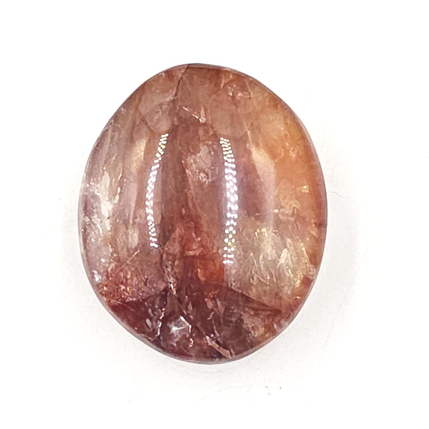 Fire Quartz (Hematoid) Palm Stone with rainbow flashes - Grounding & Vitality Crystal - 70g