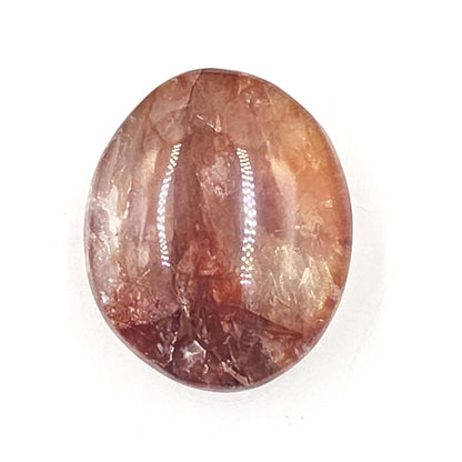 Fire Quartz (Hematoid) Palm Stone with rainbow flashes - Grounding & Vitality Crystal - 70g