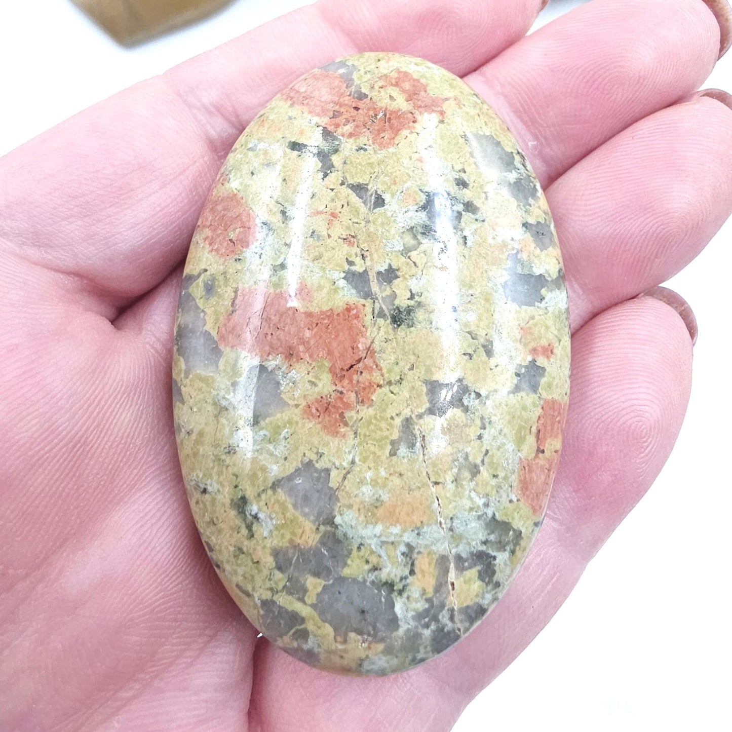 Unakite Palm Stone – Emotional Healing, Balance & Grounding Crystal, 50g