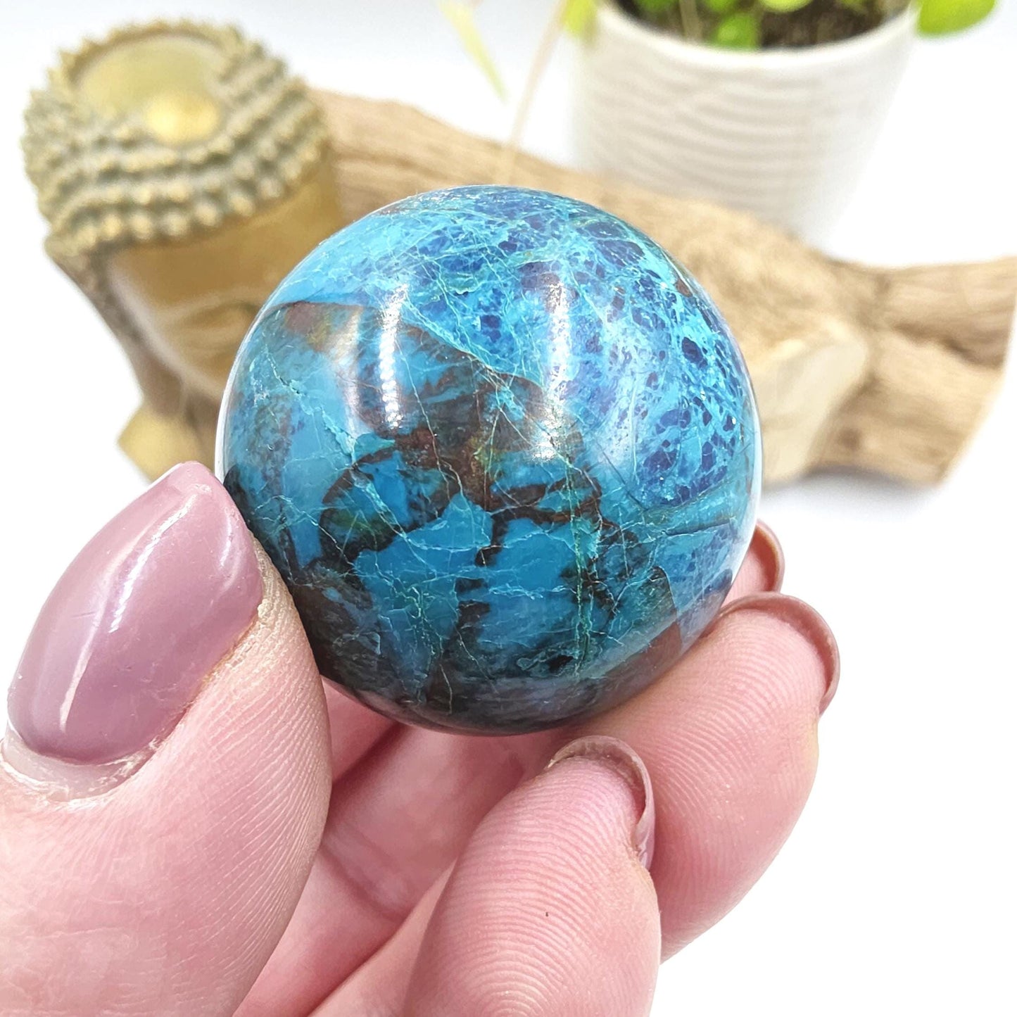 Phoenix Turquoise Sphere – Transformation, Strength & Heart Chakra Energy Crystal, 35mm