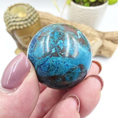 Phoenix Turquoise Sphere – Transformation, Strength & Heart Chakra Energy Crystal, 35mm