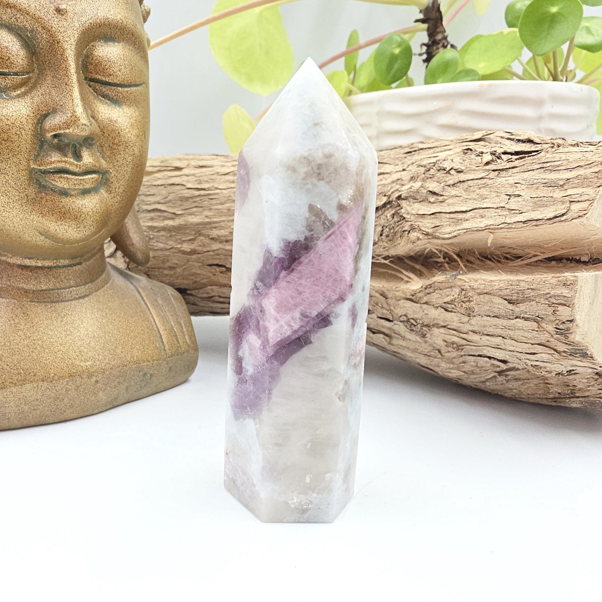 Pink Tourmaline & Aquamarine Tower – Emotional Healing, Calm and Heart Chakra Crystal, 8cm