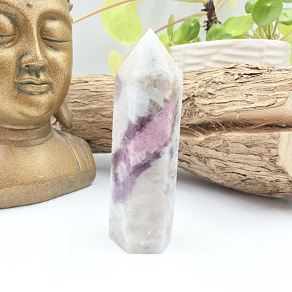Pink Tourmaline & Aquamarine Tower – Emotional Healing, Calm and Heart Chakra Crystal, 8cm
