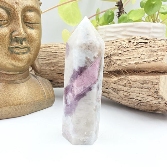 Pink Tourmaline & Aquamarine Tower – Emotional Healing, Calm and Heart Chakra Crystal, 8cm