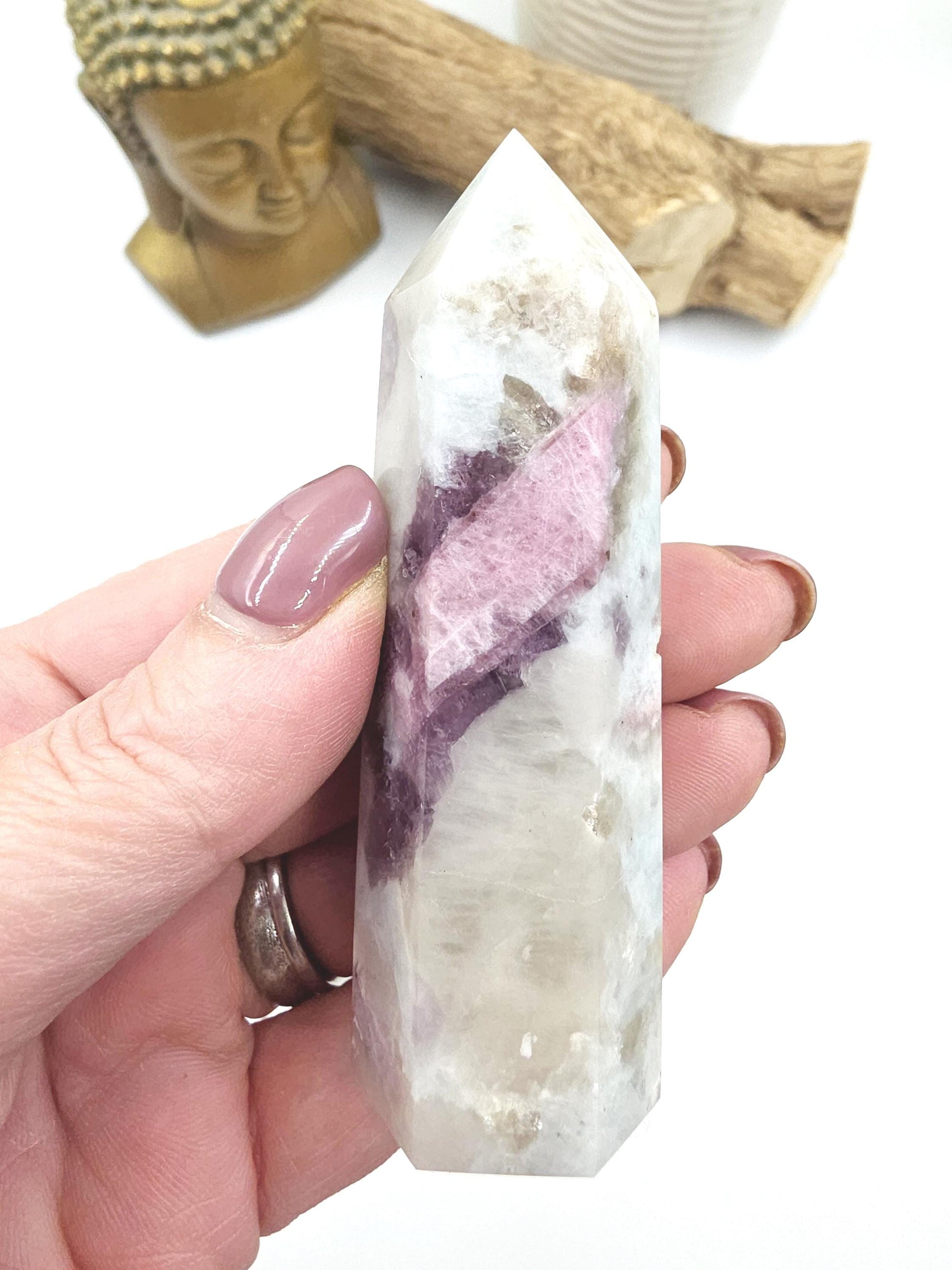 Pink Tourmaline & Aquamarine Tower – Emotional Healing, Calm and Heart Chakra Crystal, 8cm