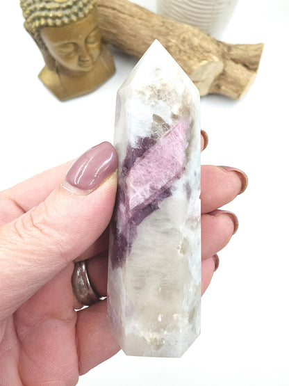 Pink Tourmaline & Aquamarine Tower – Emotional Healing, Calm and Heart Chakra Crystal, 8cm