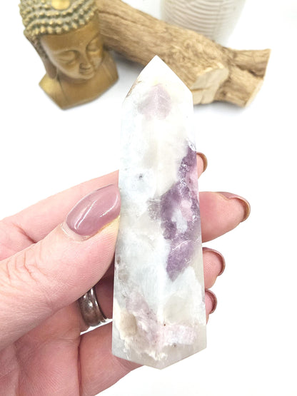 Pink Tourmaline & Aquamarine Tower – Emotional Healing, Calm and Heart Chakra Crystal, 8cm