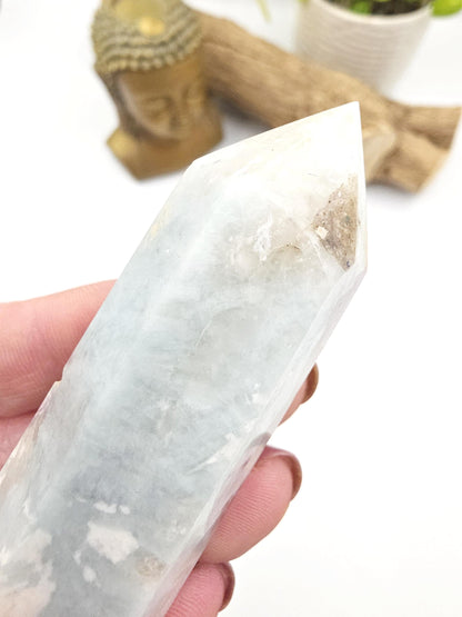 Pink Tourmaline & Aquamarine Tower – Emotional Healing, Calm and Heart Chakra Crystal, 8cm