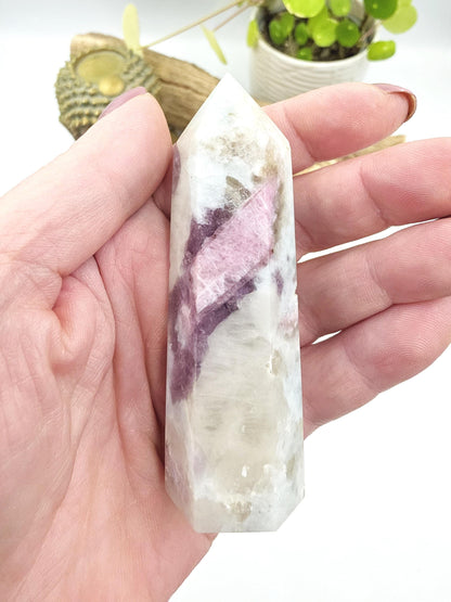 Pink Tourmaline & Aquamarine Tower – Emotional Healing, Calm and Heart Chakra Crystal, 8cm