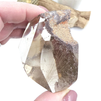 Golden Rutile & Garden Quartz (Lodolite) Freeform – Manifestation, Clarity and Energy Amplification Crystal, 140g