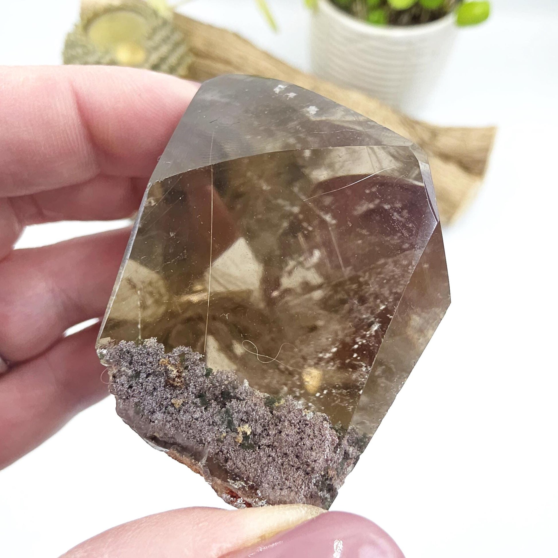 Golden Rutile & Garden Quartz (Lodolite) Freeform – Manifestation, Clarity and Energy Amplification Crystal, 140g