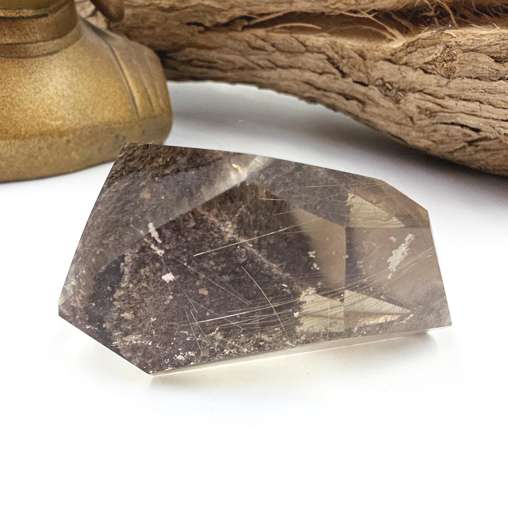 Golden Rutile & Garden Quartz (Lodolite) Freeform – Manifestation, Clarity and Energy Amplification Crystal, 140g
