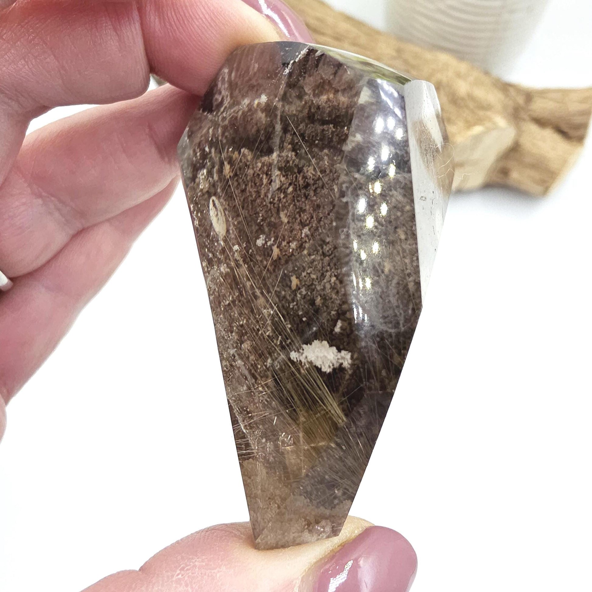 Golden Rutile & Garden Quartz (Lodolite) Freeform – Manifestation, Clarity and Energy Amplification Crystal, 140g