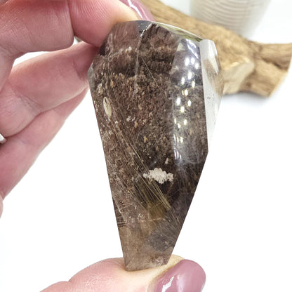 Golden Rutile & Garden Quartz (Lodolite) Freeform – Manifestation, Clarity and Energy Amplification Crystal, 140g
