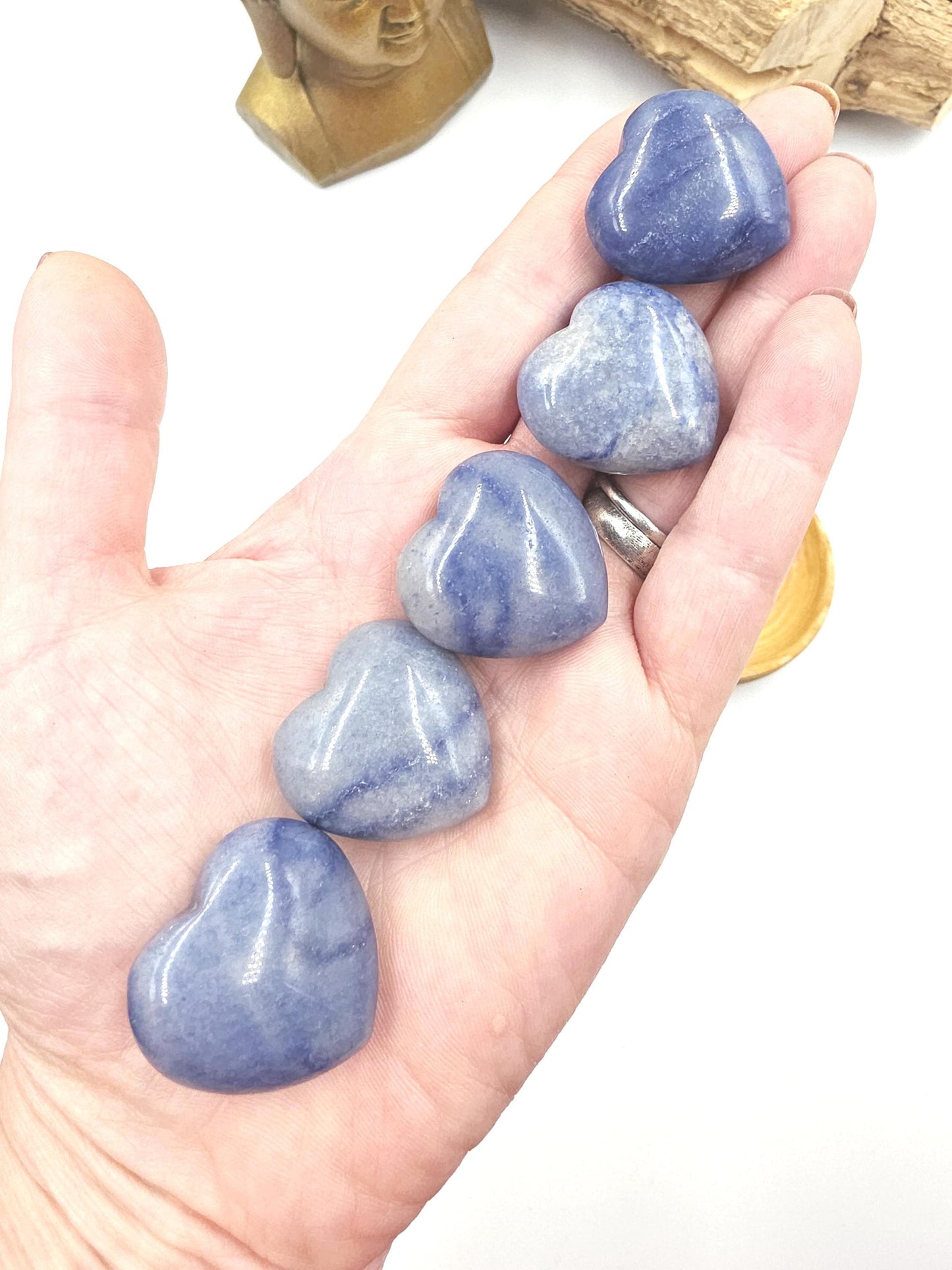 Blue Aventurine Crystal Hearts – Calm, Confidence & Emotional Balance Crystal, 30mm