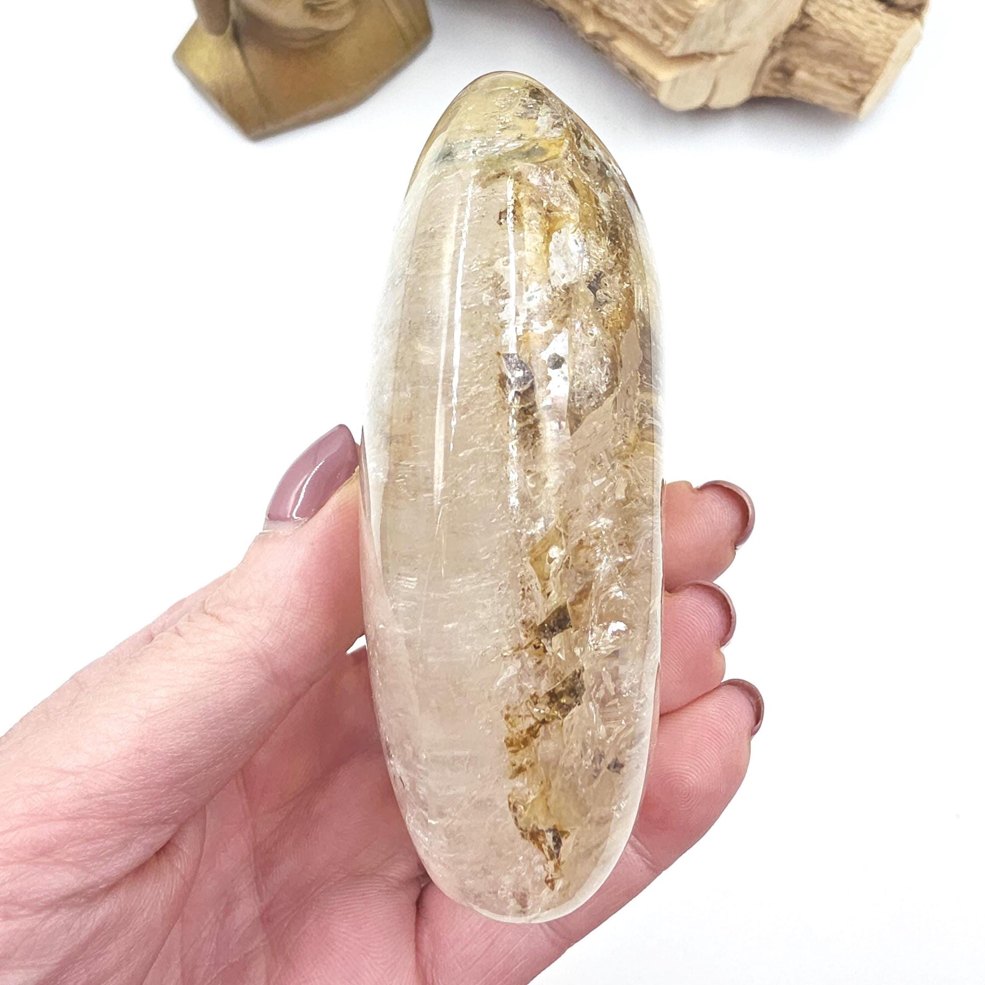 High Grade Large Flashy Skeletal Quartz Palm Stone – Transformation & Spiritual Clarity Crystal, 410g