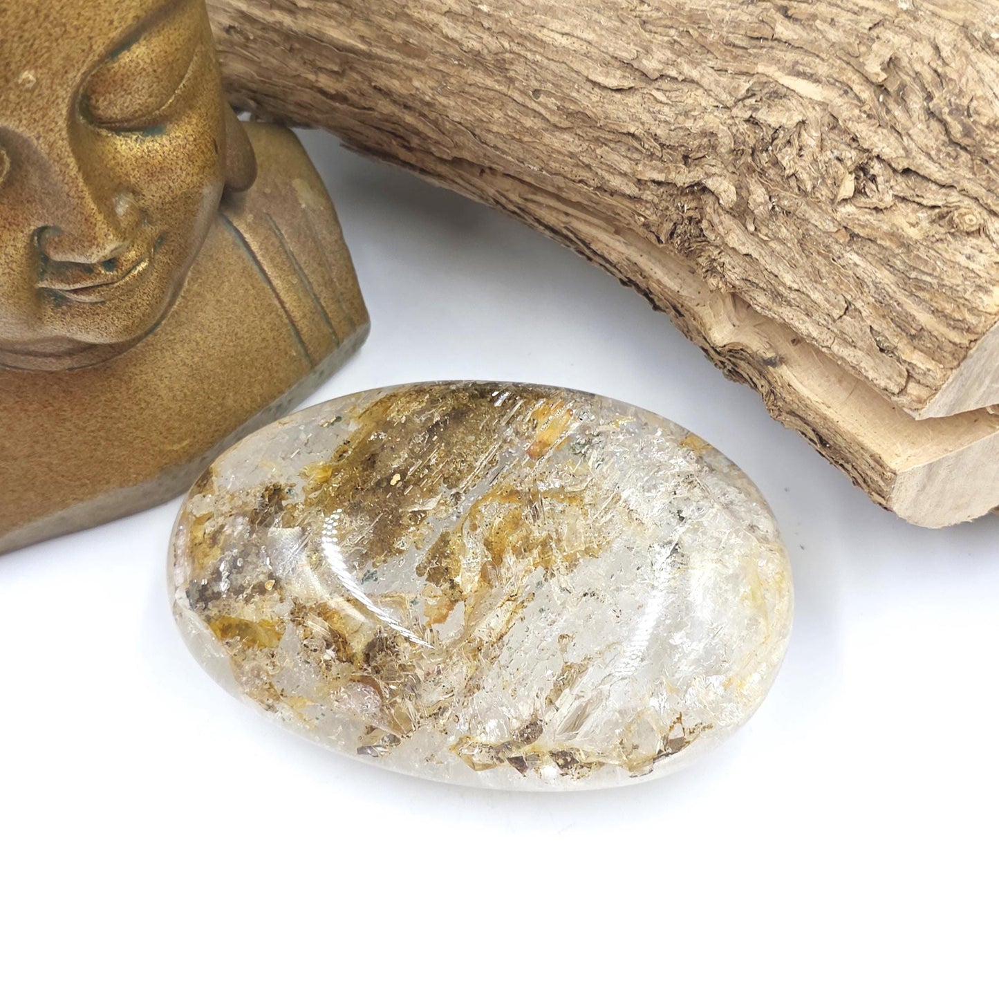 High Grade Large Flashy Skeletal Quartz Palm Stone – Transformation & Spiritual Clarity Crystal, 410g