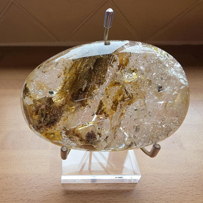 High Grade Large Flashy Skeletal Quartz Palm Stone – Transformation & Spiritual Clarity Crystal, 410g
