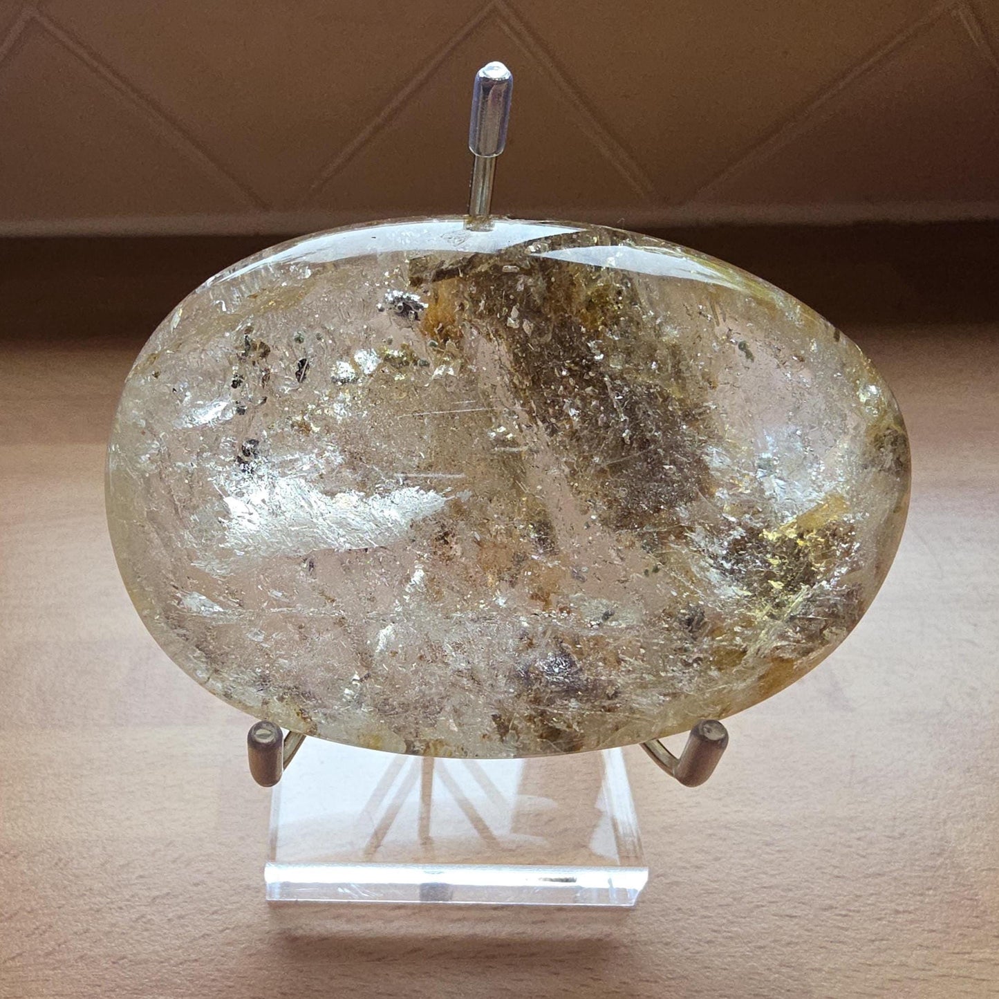 High Grade Large Flashy Skeletal Quartz Palm Stone – Transformation & Spiritual Clarity Crystal, 410g