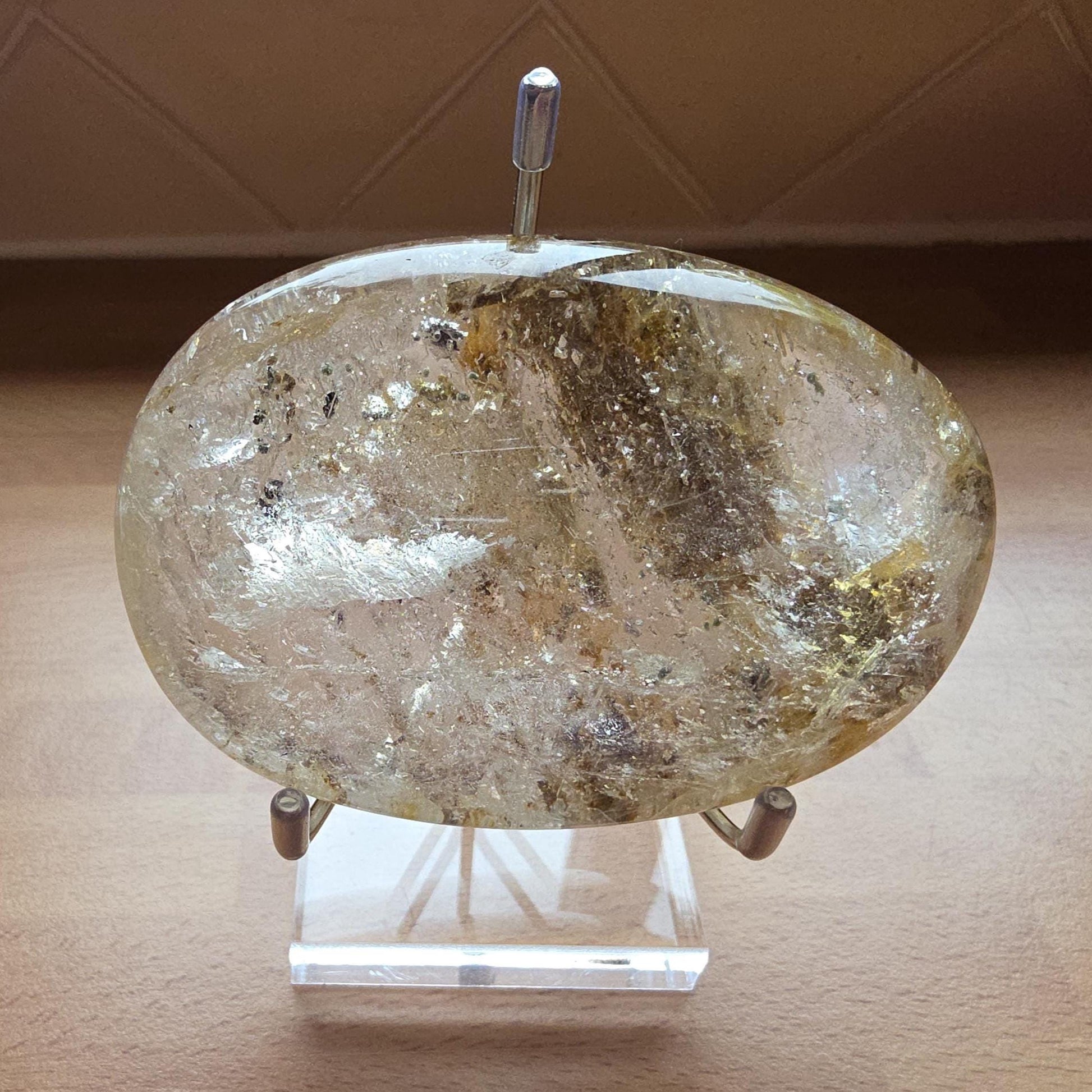 High Grade Large Flashy Skeletal Quartz Palm Stone – Transformation & Spiritual Clarity Crystal, 410g