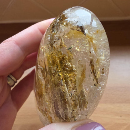High Grade Large Flashy Skeletal Quartz Palm Stone – Transformation & Spiritual Clarity Crystal, 410g