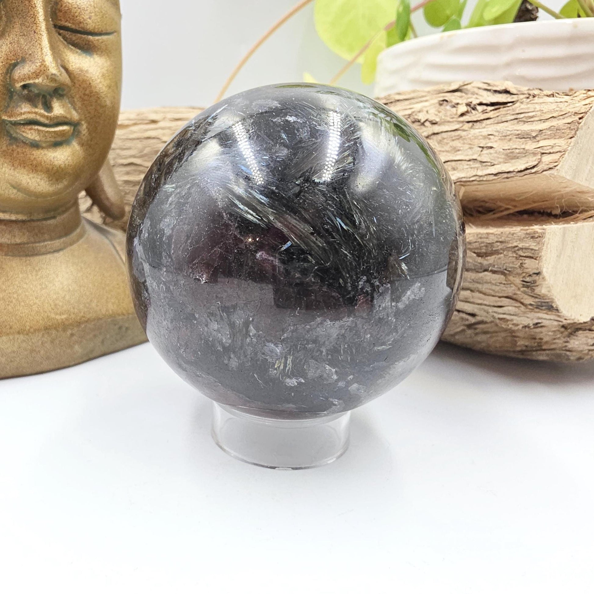 Flashy Astrophyllite & Garnet Sphere – Transformation, Strength and Spiritual Growth Crystal, 68mm