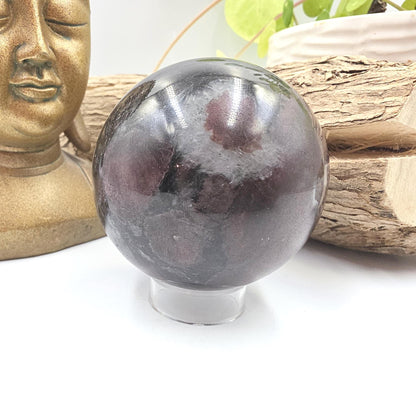 Flashy Astrophyllite & Garnet Sphere – Transformation, Strength and Spiritual Growth Crystal, 68mm
