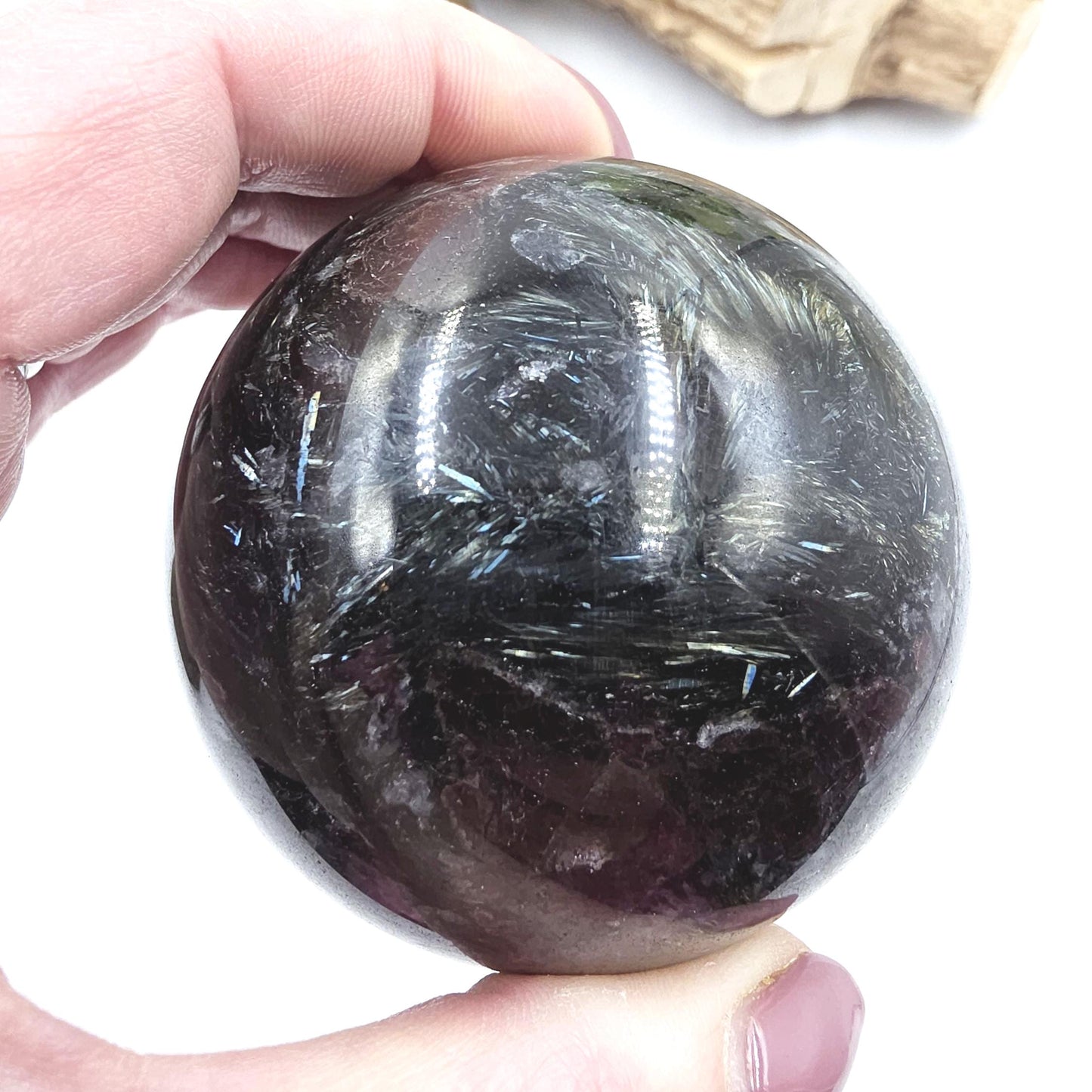 Flashy Astrophyllite & Garnet Sphere – Transformation, Strength and Spiritual Growth Crystal, 68mm