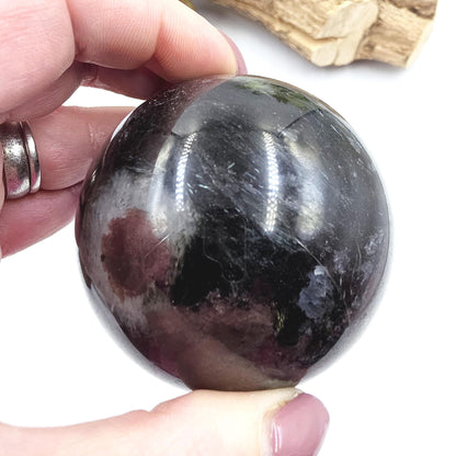 Flashy Astrophyllite & Garnet Sphere – Transformation, Strength and Spiritual Growth Crystal, 68mm
