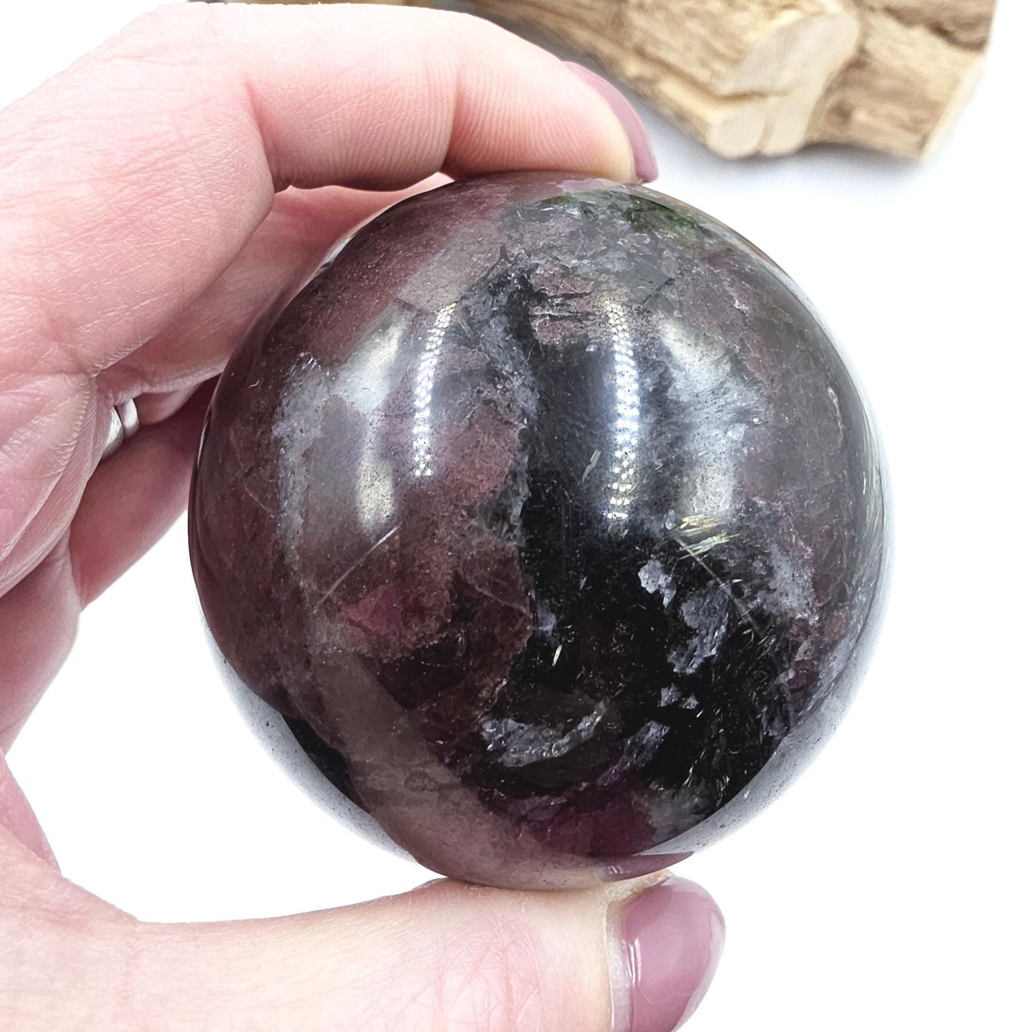 Flashy Astrophyllite & Garnet Sphere – Transformation, Strength and Spiritual Growth Crystal, 68mm