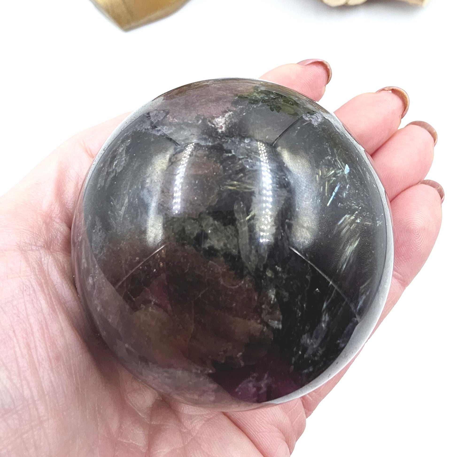 Flashy Astrophyllite & Garnet Sphere – Transformation, Strength and Spiritual Growth Crystal, 68mm