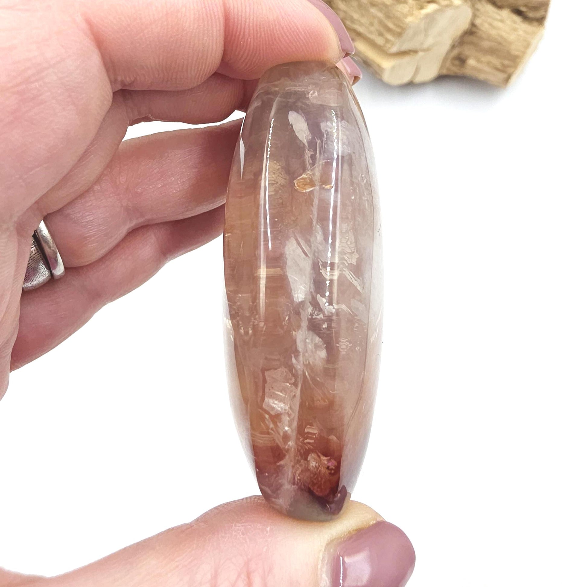 Sparkly Fire Quartz (Hematoid) Palm Stone with Rainbows – Confidence & Healing Crystal, 120g