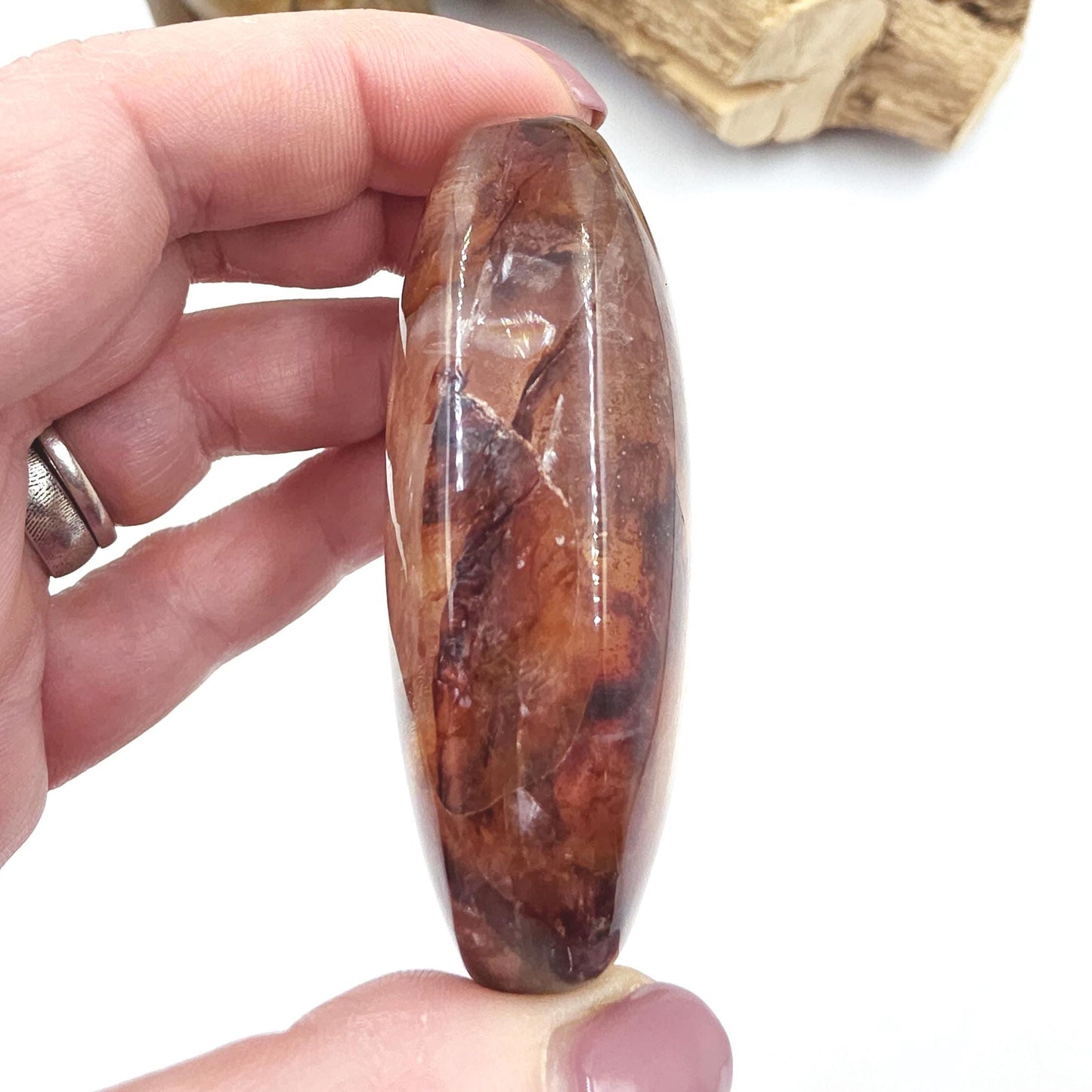 Sparkly Fire Quartz (Hematoid) Palm Stone with Rainbows – Confidence & Healing Crystal, 120g