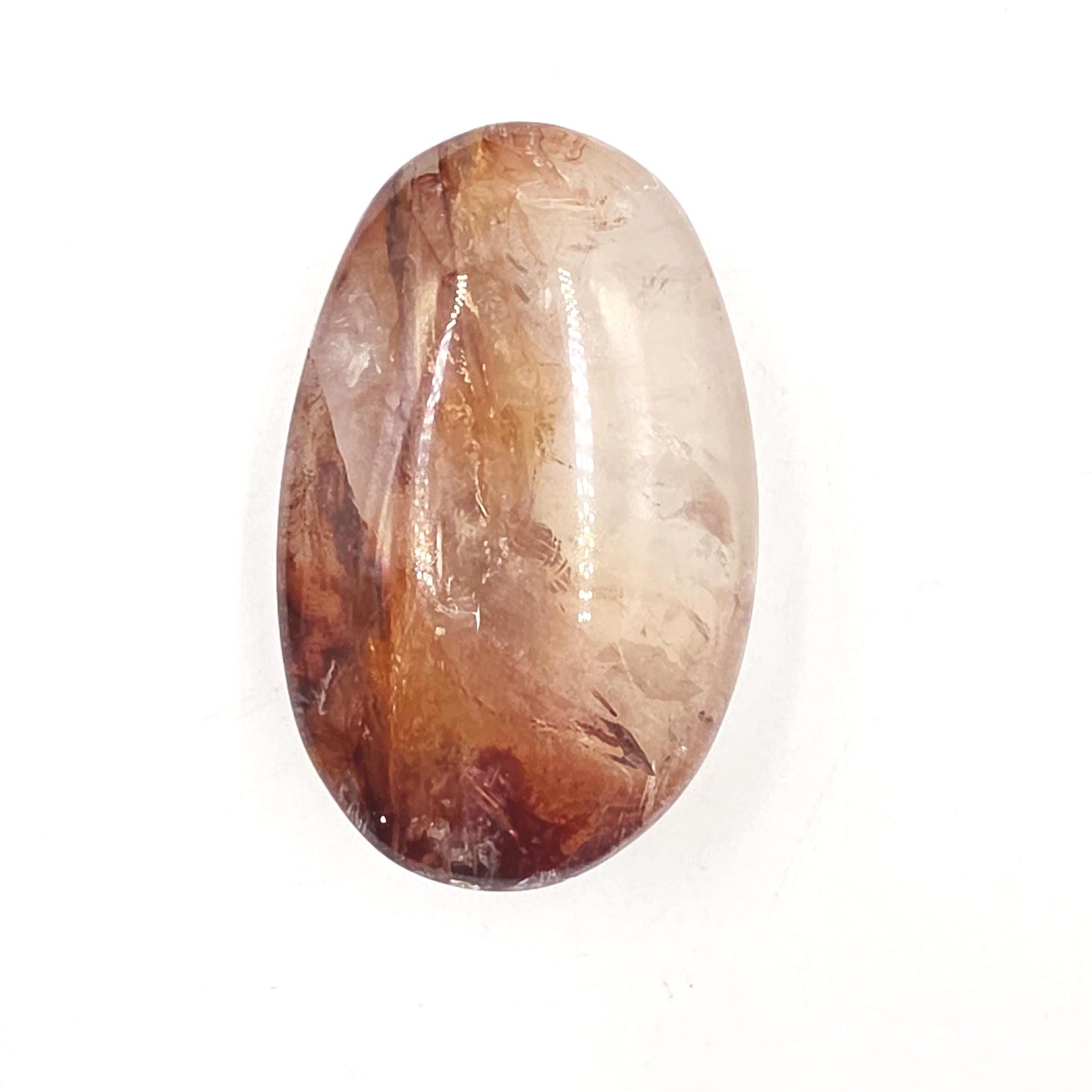 Sparkly Fire Quartz (Hematoid) Palm Stone with Rainbows – Confidence & Healing Crystal, 120g