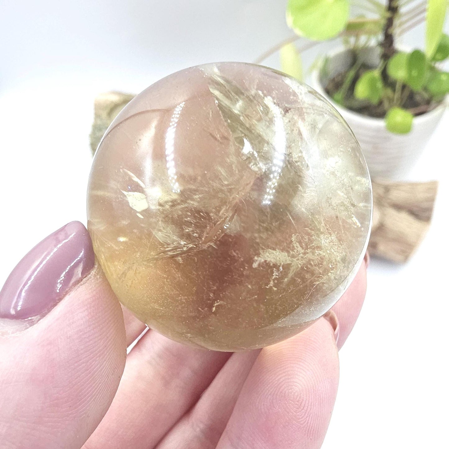 Citrine Sphere with Rainbows – Abundance & Positive Energy Crystal, 43mm