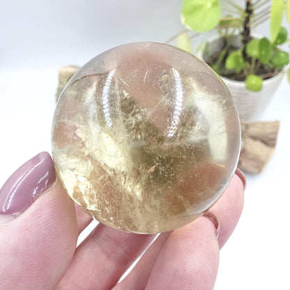 Citrine Sphere with Rainbows – Abundance & Positive Energy Crystal, 43mm