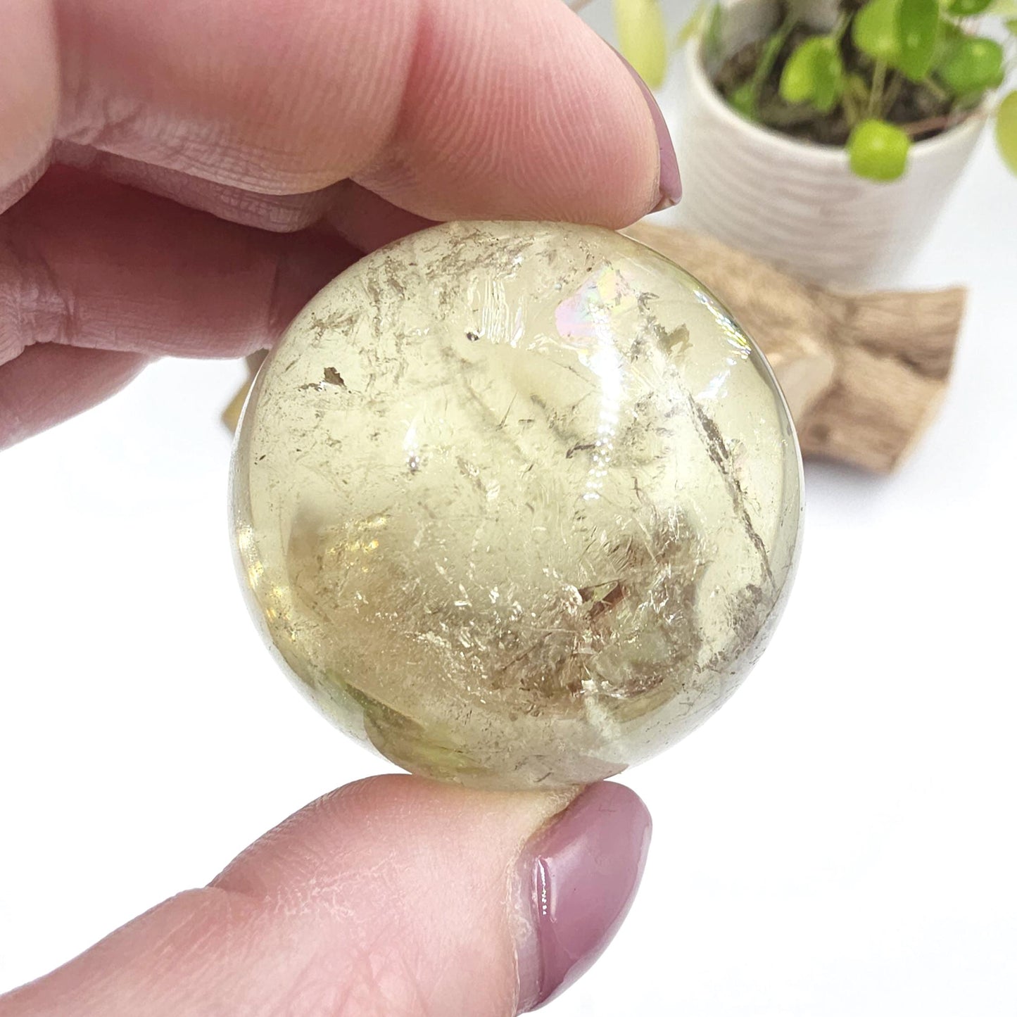 Citrine Sphere with Rainbows – Abundance & Positive Energy Crystal, 43mm
