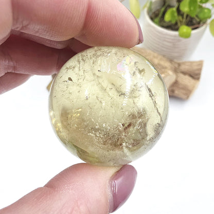 Citrine Sphere with Rainbows – Abundance & Positive Energy Crystal, 43mm