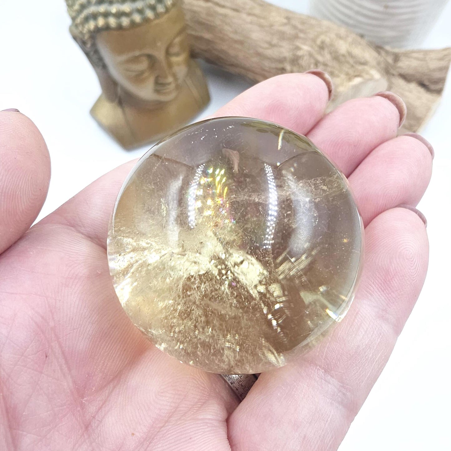 Citrine Sphere with Rainbows – Abundance & Positive Energy Crystal, 43mm