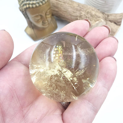 Citrine Sphere with Rainbows – Abundance & Positive Energy Crystal, 43mm