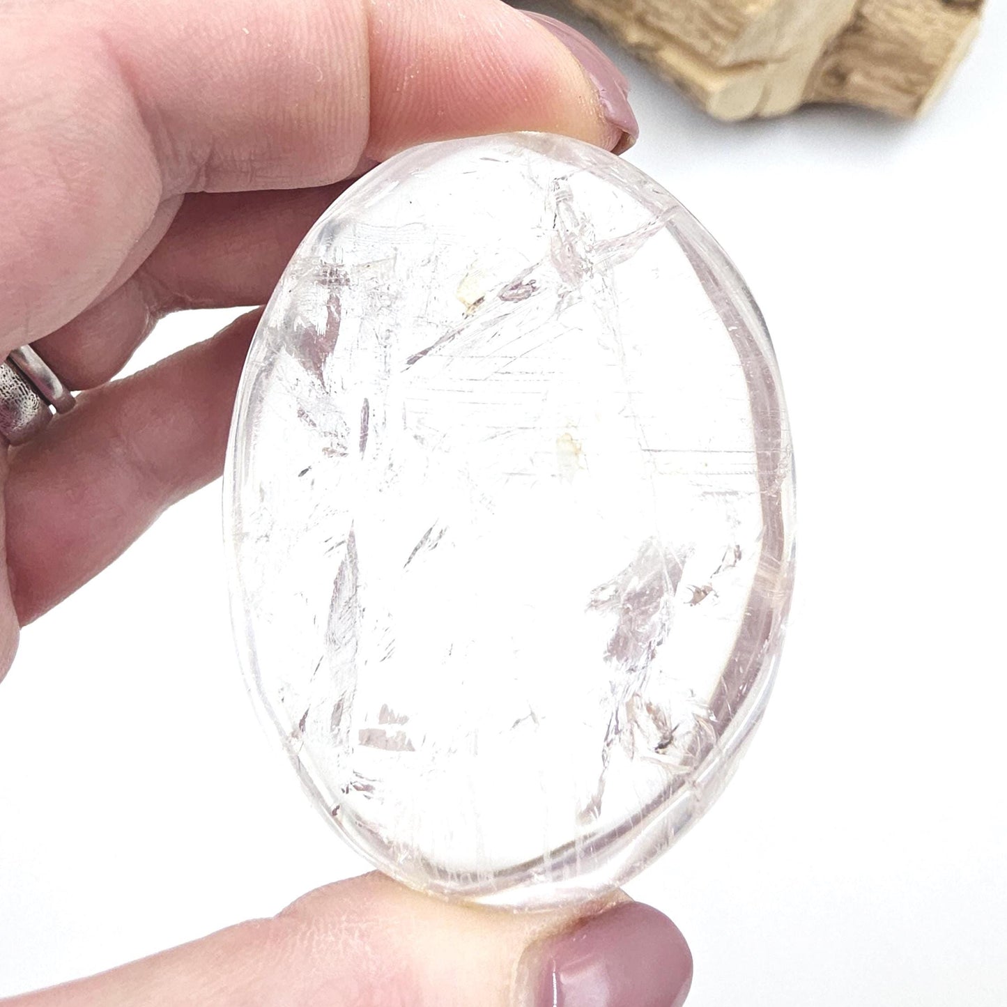 Clear Quartz Palm Stone – Clarity, Energy Amplification & Healing Crystal, 105g