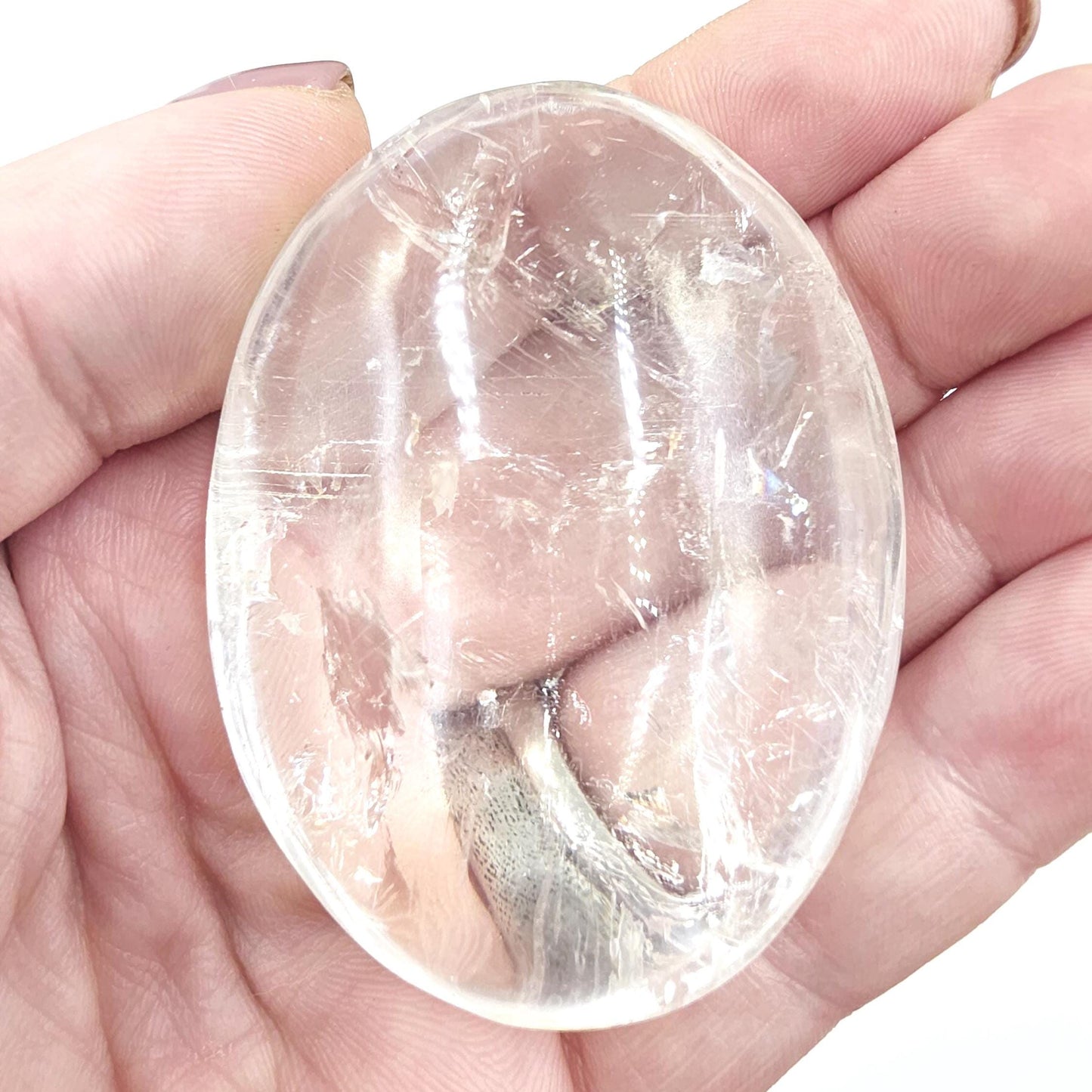 Clear Quartz Palm Stone – Clarity, Energy Amplification & Healing Crystal, 105g