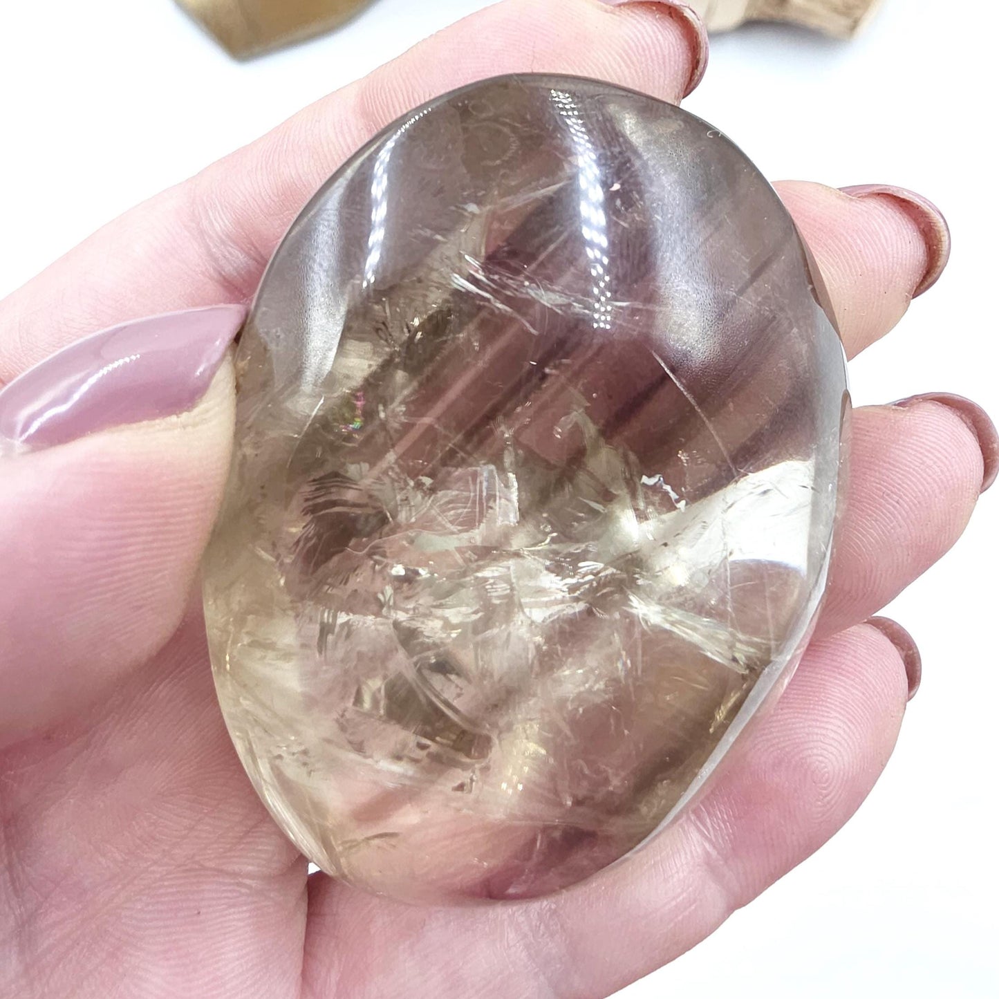 Large Citrine Palm Stone with Phantoms – Abundance, Transformation & Manifestation Crystal, 115g