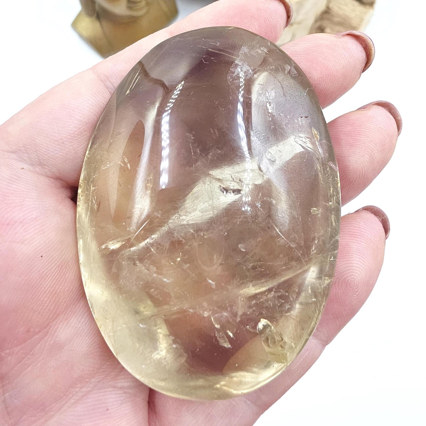 Large Citrine Palm Stone with Phantoms – Abundance, Transformation & Manifestation Crystal, 115g