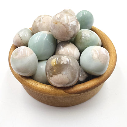 Green Flower Agate (Sakura)Tumble Stones – Growth, Balance & Heart Healing Crystal, 2-3cm