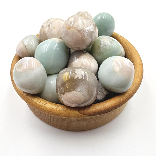 Green Flower Agate (Sakura)Tumble Stones – Growth, Balance & Heart Healing Crystal, 2-3cm